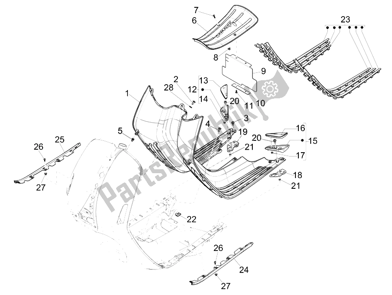 All parts for the Central Cover - Footrests of the Vespa 946 125 2014