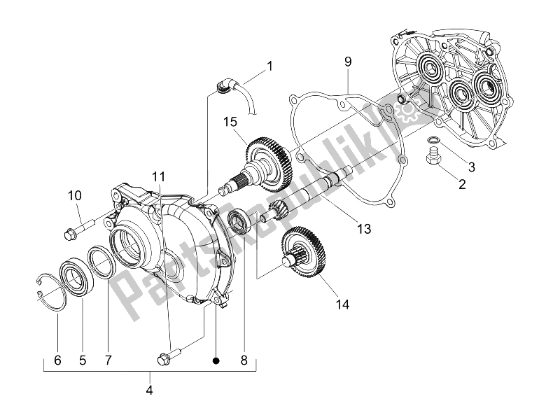 All parts for the Reduction Unit of the Vespa Granturismo 125 L E3 2006