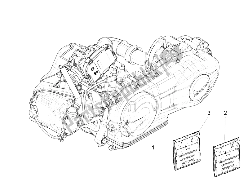 Tutte le parti per il Motore, Assemblaggio del Vespa LX 125 4T 3V IE 2012