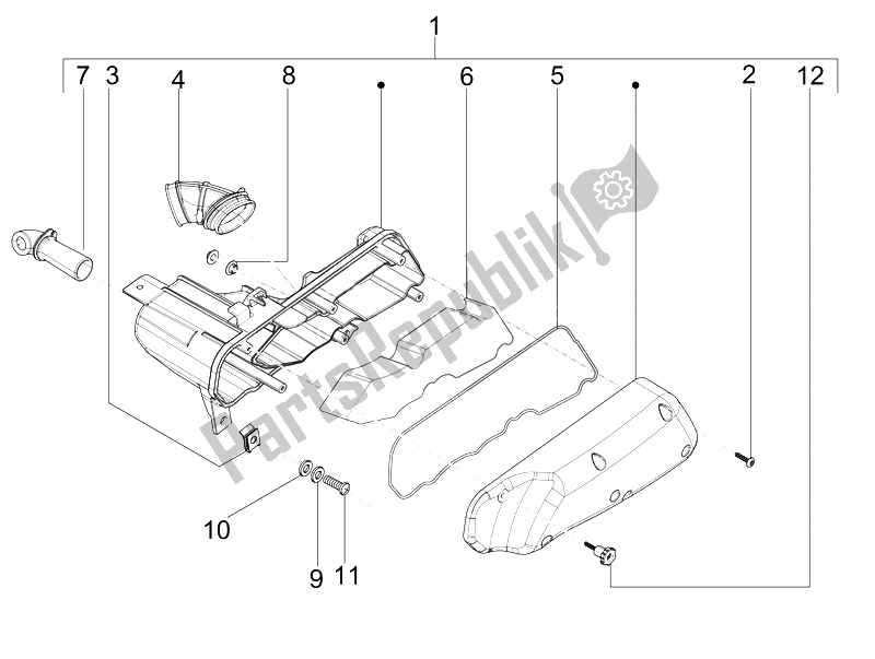 All parts for the Air Filter of the Vespa Sprint 50 2T2V 2014