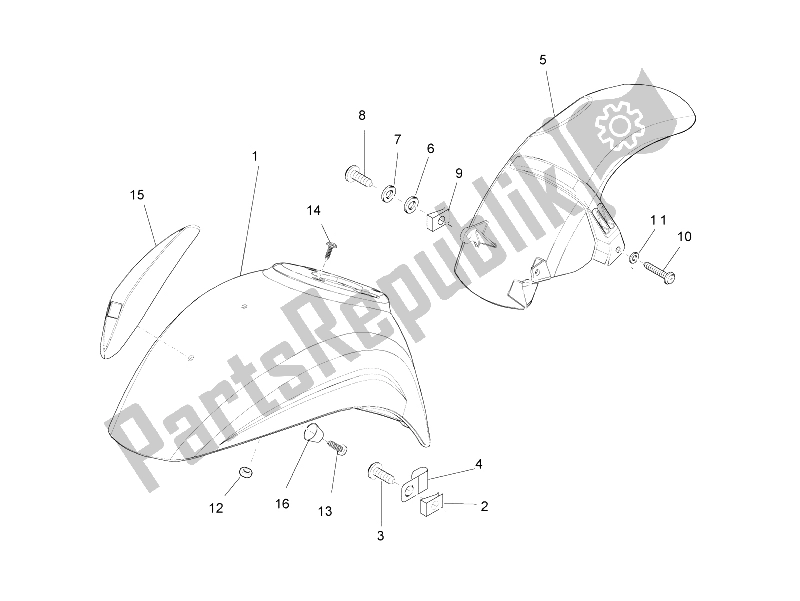 All parts for the Wheel Huosing - Mudguard of the Vespa LXV 50 2T 2006
