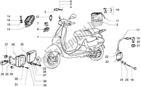 Alle onderdelen voor de Elektrische Apparaten (2) van de Vespa ET2 Iniezione 50 1998