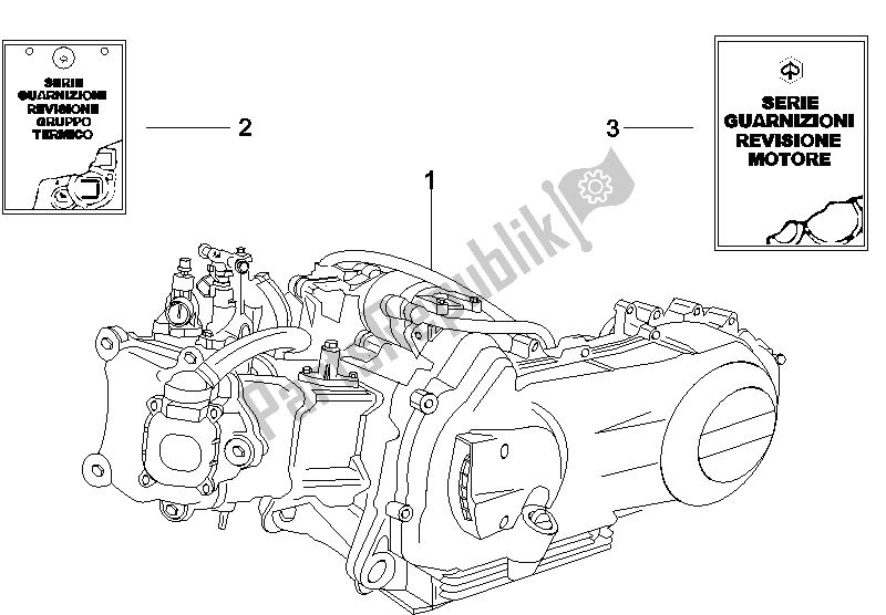 Todas las partes para Ensamblaje Del Motor de Vespa GTV 125 4T E3 UK 2006