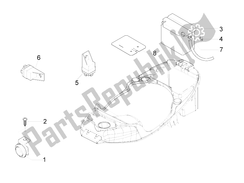 Toutes les pièces pour le Télécommandes - Batterie - Klaxon du Vespa LX 125 4T IE E3 Touring 2010