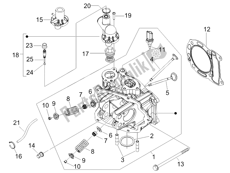 Toutes les pièces pour le Unité De Tête - Valve du Vespa GTV 125 4T E3 2006