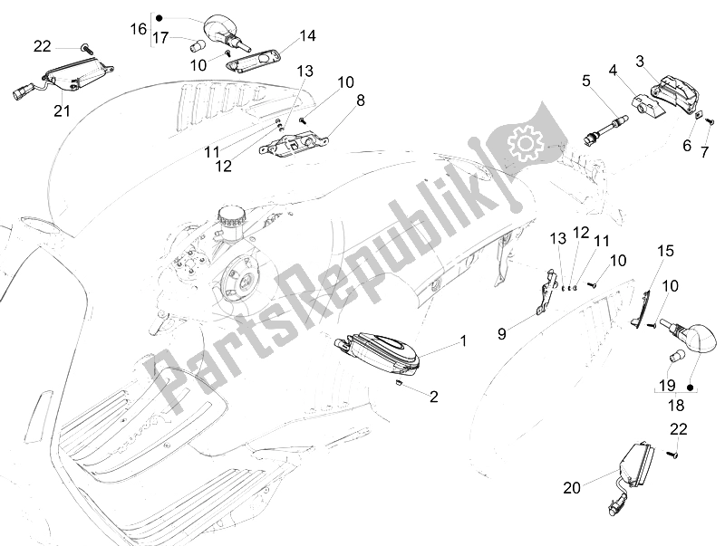 Toutes les pièces pour le Phares Arrière - Clignotants du Vespa 946 150 2014