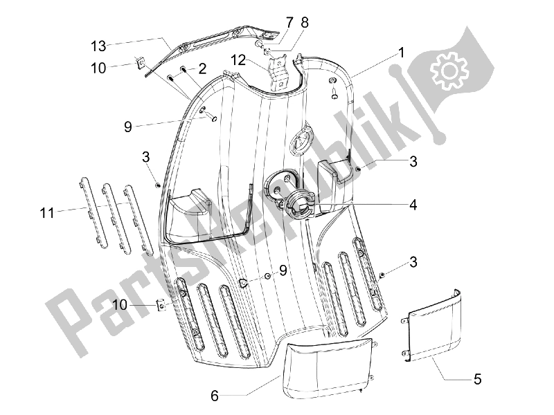 Alle onderdelen voor de Dashboardkastje Voor - Kniebeschermer van de Vespa S 50 4T 4V College USA 2008