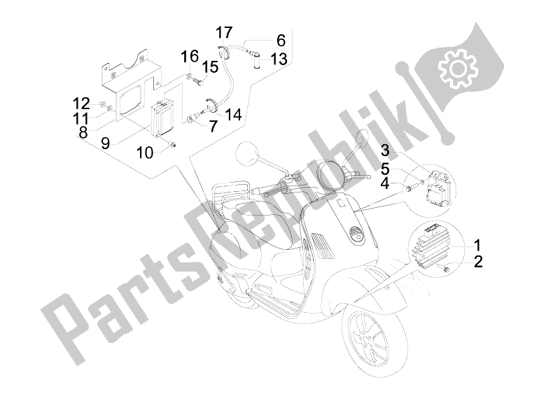 All parts for the Voltage Regulators - Electronic Control Units (ecu) - H. T. Coil of the Vespa LX 50 4T 4V Touring 2010