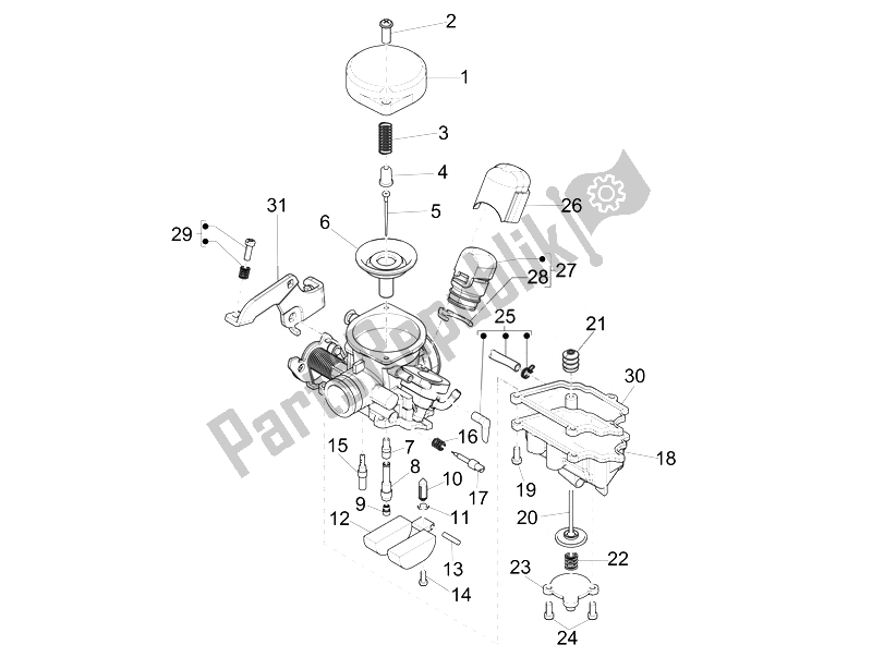 Todas as partes de Componentes Do Carburador do Vespa Vespa Primavera 50 4T 2V 25 KMH EU 2014