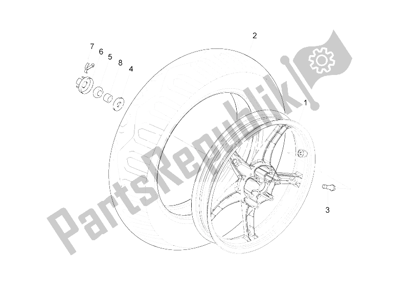 Todas as partes de Roda Traseira do Vespa S 150 4T 2V E3 Taiwan 2011