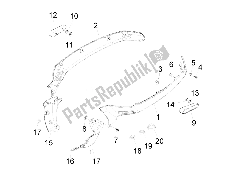 All parts for the Side Cover - Spoiler of the Vespa LX 50 4T 4V Touring 2010