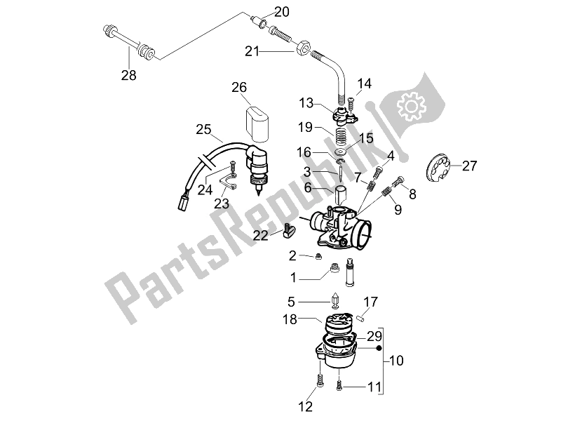 Tutte le parti per il Componenti Del Carburatore del Vespa S 50 2T UK 2007