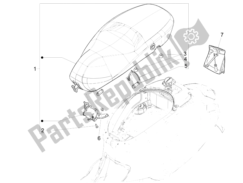All parts for the Saddle/seats of the Vespa Sprint 50 2T2V 2014