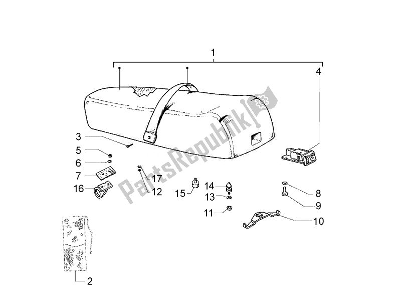 Todas las partes para Silla De Montar / Asientos de Vespa PX 125 30 Anni 2007