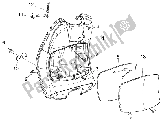 Tutte le parti per il Guanto Anteriore del Vespa LX 125 2005