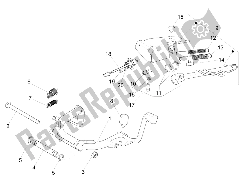 Tutte le parti per il Stand / S del Vespa 150 Sprint 4T 3V IE China 2015
