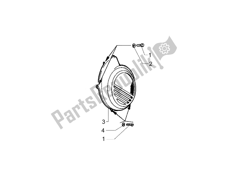 Alle onderdelen voor de Vliegwiel Magneto Deksel - Oliefilter van de Vespa PX 125 30 Anni 2007