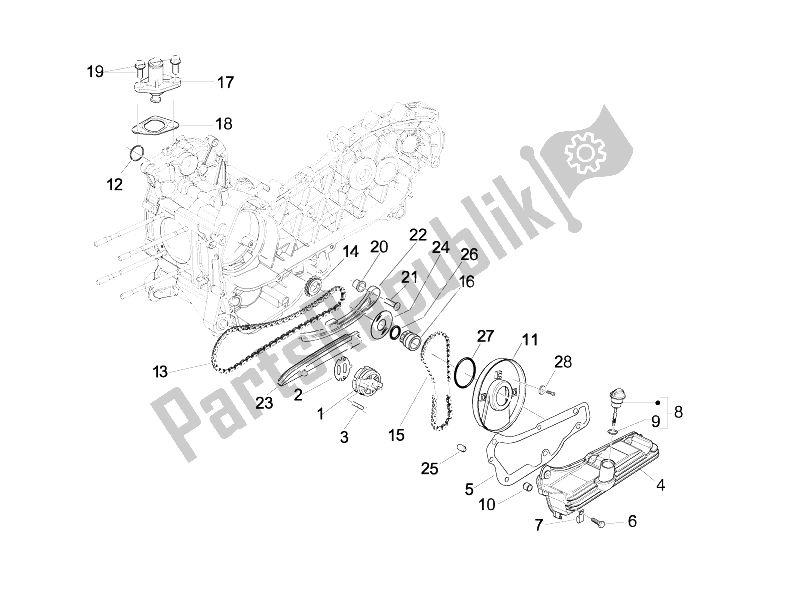 All parts for the Oil Pump of the Vespa LX 125 4T IE E3 Touring 2010