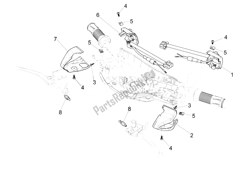 Alle onderdelen voor de Keuzeschakelaars - Schakelaars - Knoppen van de Vespa Vespa Primavera 50 4T 2V 25 KMH EU 2014