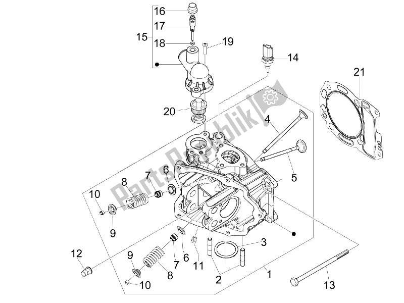 Toutes les pièces pour le Unité De Tête - Valve du Vespa GTS 300 IE Super USA 2009