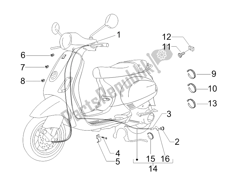 All parts for the Transmissions of the Vespa LX 150 4T E3 2006