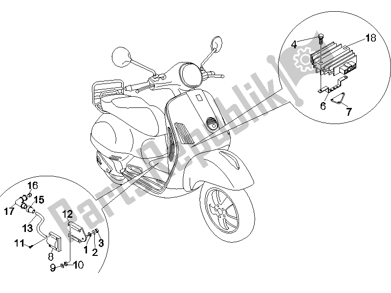 Toutes les pièces pour le Régulateurs De Tension - Unités De Commande électronique (ecu) - H. T. Bobine du Vespa GTS 250 UK 2005