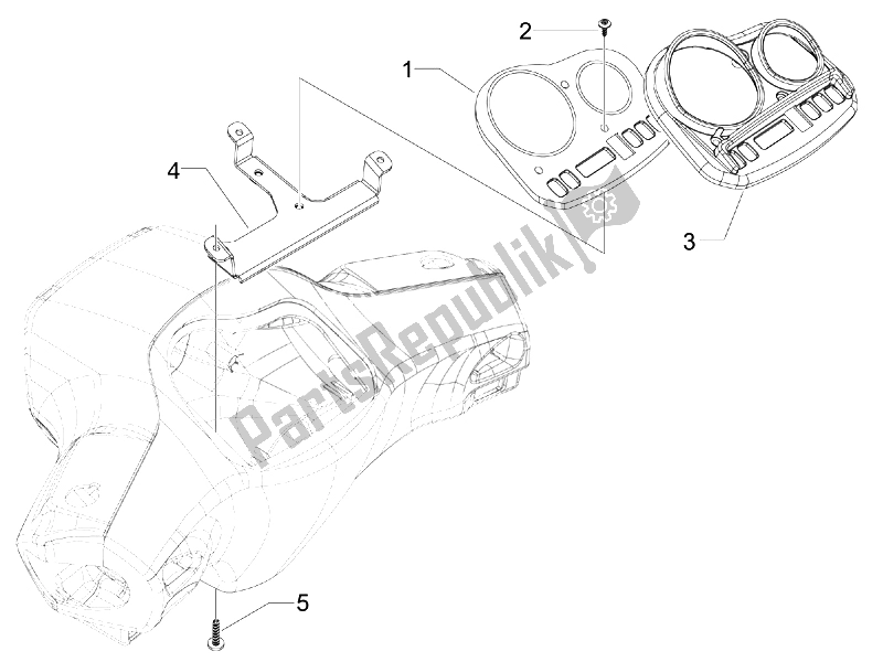 Todas as partes de Combinação De Medidor - Painel do Vespa S 125 4T E3 2007
