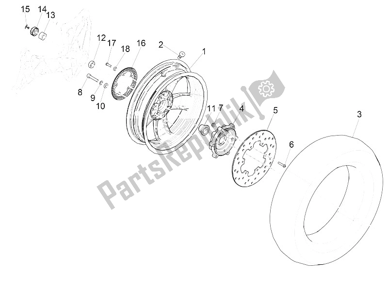 Toutes les pièces pour le Roue Arrière du Vespa Vespa GTS 300 IE ABS E4 EU 2016