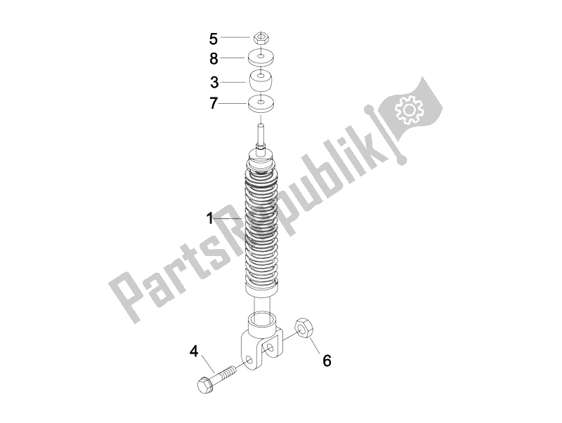 Toutes les pièces pour le Suspension Arrière - Amortisseur / S du Vespa LX 50 4T 2V 25 KMH NL 2010