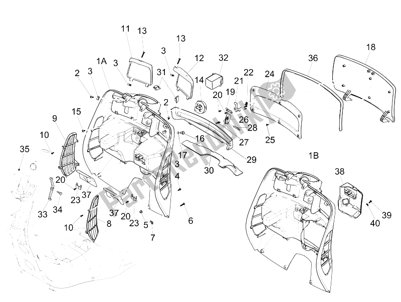 Toutes les pièces pour le Boîte à Gants Avant - Panneau De Protection Des Genoux du Vespa GTS 300 IE Super 2008