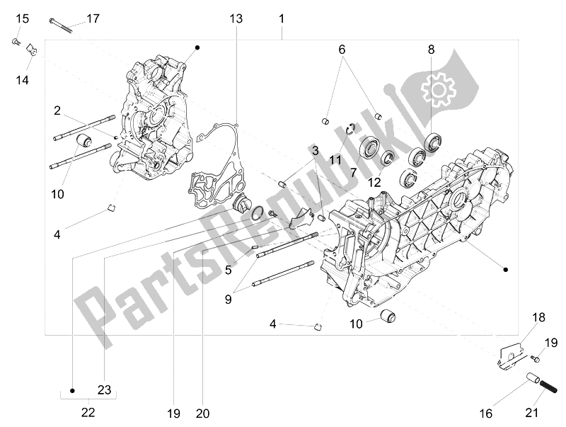 Todas las partes para Caja Del Cigüeñal de Vespa 946 150 2014