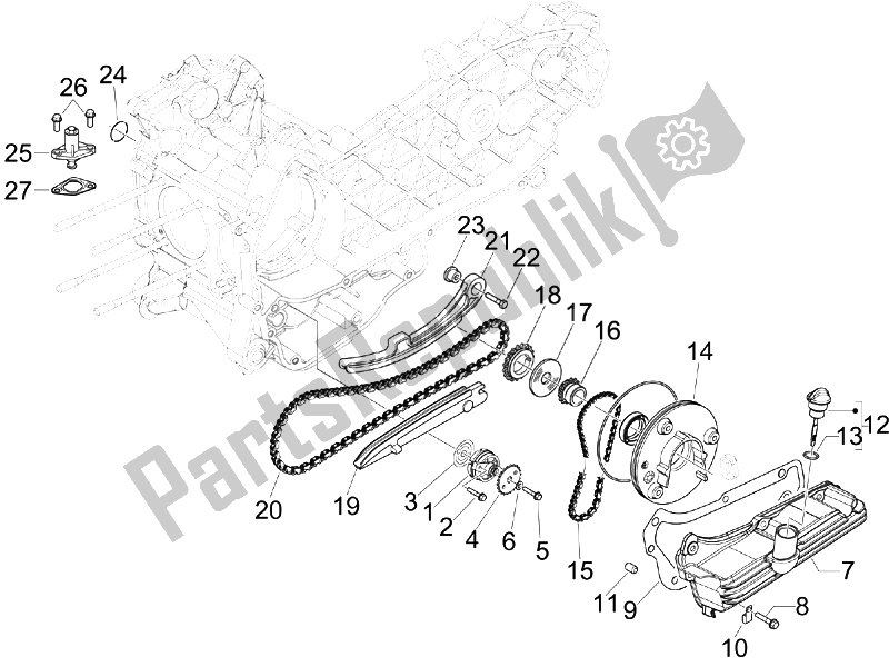 Tutte le parti per il Pompa Dell'olio del Vespa S 125 4T E3 UK 2007