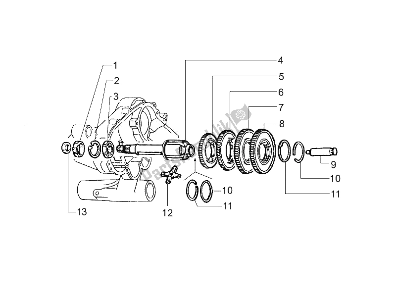 Toutes les pièces pour le Transmission Arrière du Vespa Vespa PX 125 EU Asia 2011