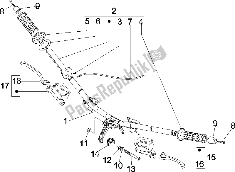 Toutes les pièces pour le Guidon - Master Cil. Du Vespa GTS 250 UK 2005