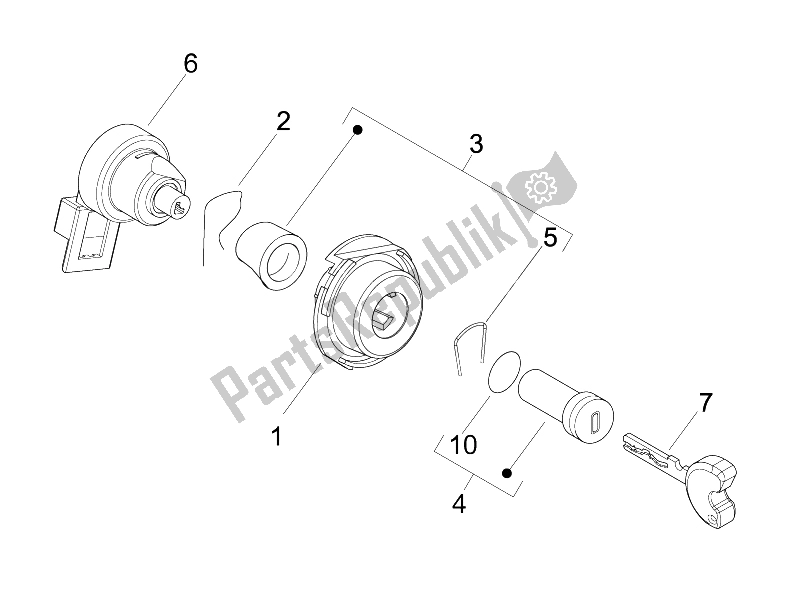 Tutte le parti per il Serrature del Vespa LX 50 2T D 2005