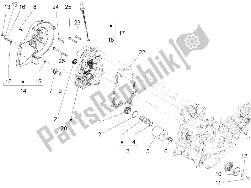 Toutes les pièces pour le Couvercle Magnéto Volant - Filtre à Huile du Vespa LXV 125 4T 3V E3 Vietnam 2014