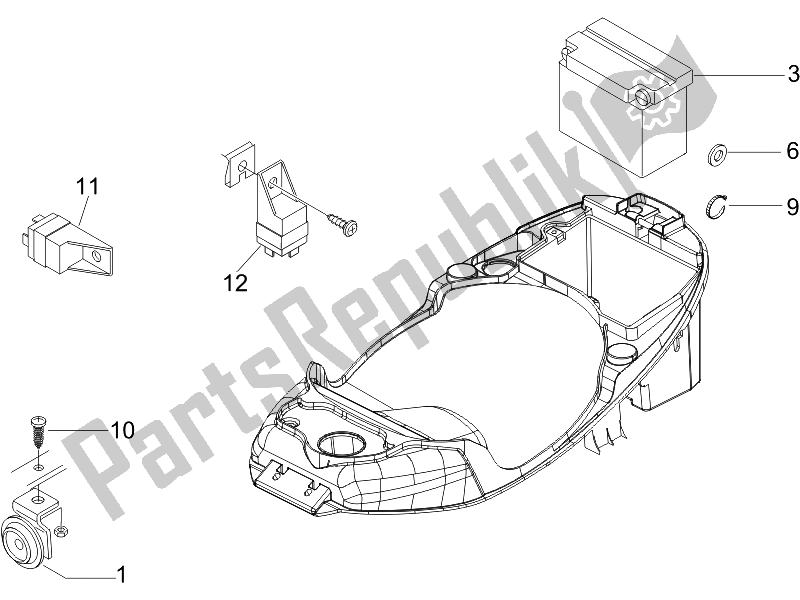 Toutes les pièces pour le Télécommandes - Batterie - Klaxon du Vespa LXV 150 4T USA 2007