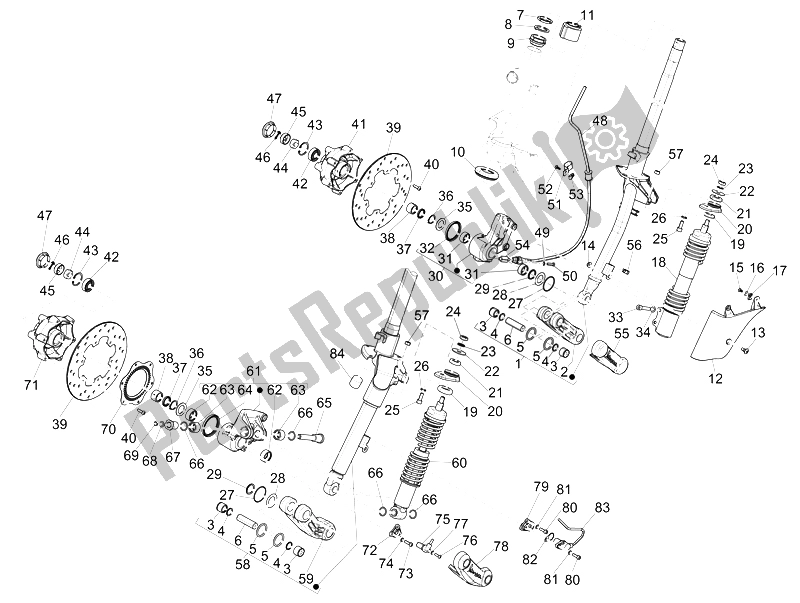 Toutes les pièces pour le Fourche / Tube De Direction - Palier De Direction du Vespa GTS 300 IE Super 2008