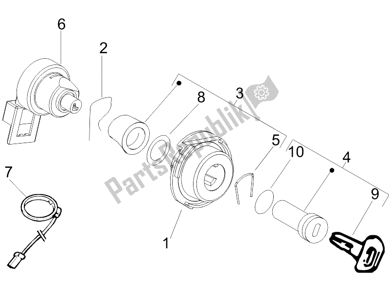 Toutes les pièces pour le Serrures du Vespa LX 150 4T IE E3 2009