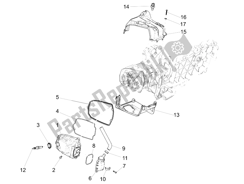 Todas las partes para Cubierta De Tapa De Cilindro de Vespa 150 4T 3V IE Primavera USA 2014