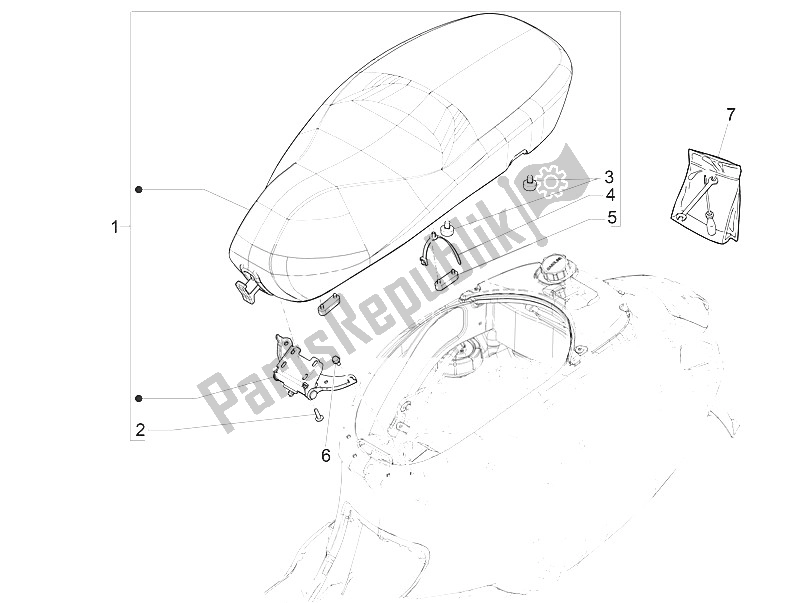 All parts for the Saddle/seats of the Vespa Vespa 125 4T 3V I GET IE Primavera Asia 2016