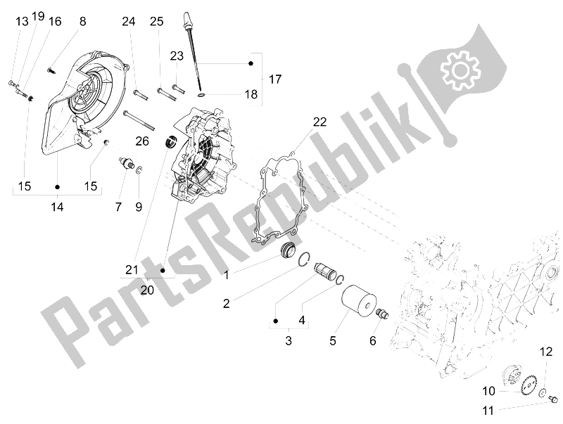 Toutes les pièces pour le Couvercle Magnéto Volant - Filtre à Huile du Vespa 150 Sprint 4T 3V IE China 2015