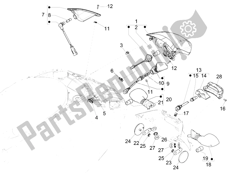 Todas las partes para Faros Traseros - Luces Intermitentes de Vespa 150 4T 3V IE Primavera USA 2014