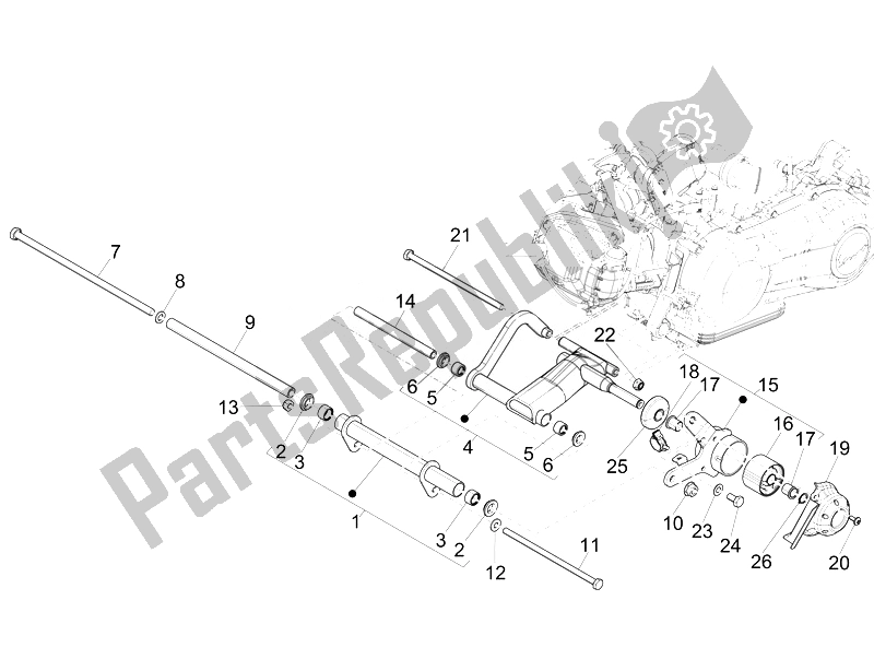 Toutes les pièces pour le Bras Oscillant du Vespa 946 125 2014