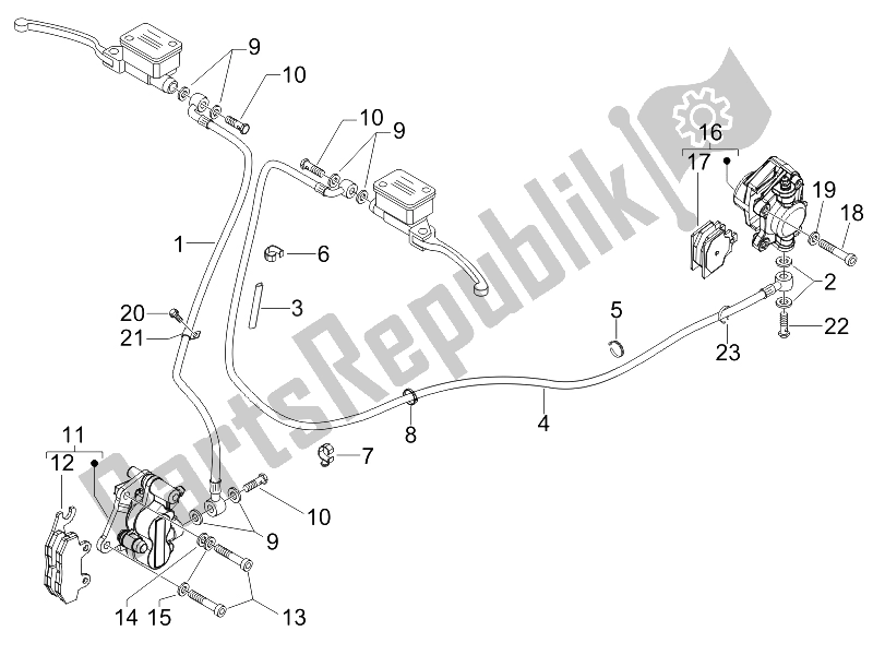 Toutes les pièces pour le Tuyaux De Freins - étriers du Vespa Granturismo 125 L E3 2006