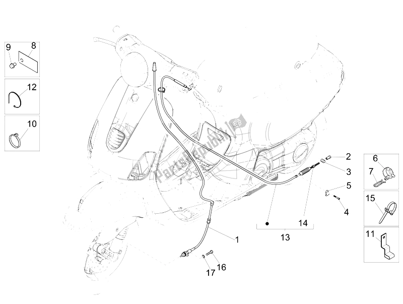 All parts for the Transmissions of the Vespa LT 125 4T 3V IE E3 Vietnam 2014