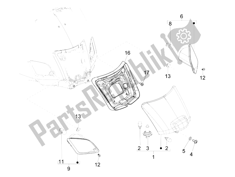 Toutes les pièces pour le Phares Arrière - Clignotants du Vespa GTS 300 IE ABS China 2014