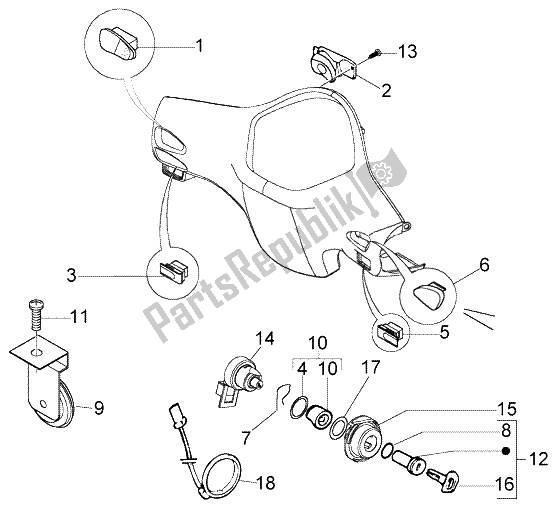 Tutte le parti per il Dispositivo Elettrico del Vespa LX 125 2005