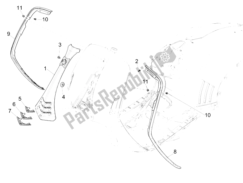 Toutes les pièces pour le Bouclier Avant du Vespa Vespa 946 150 4T 3V ABS Armani Asia 2015