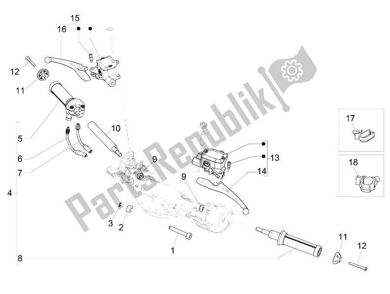 All parts for the Handlebars - Master Cil. Of the Vespa 946 125 2014